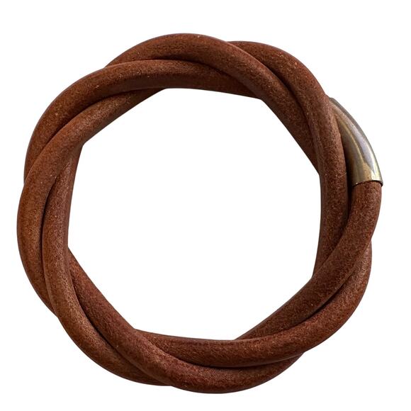 Hermes Brown Leather Tornado Bracelet - Picture 8 of 11
